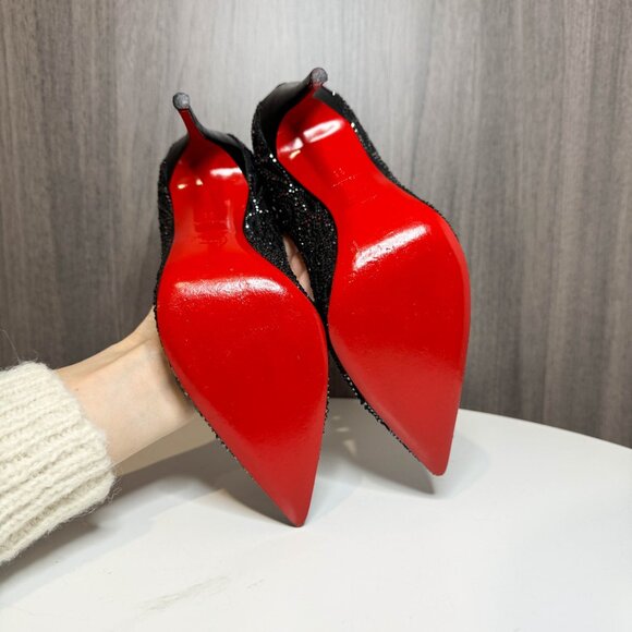 Louboutin Top Vague strass pumps in black leather - Picture 7 of 10